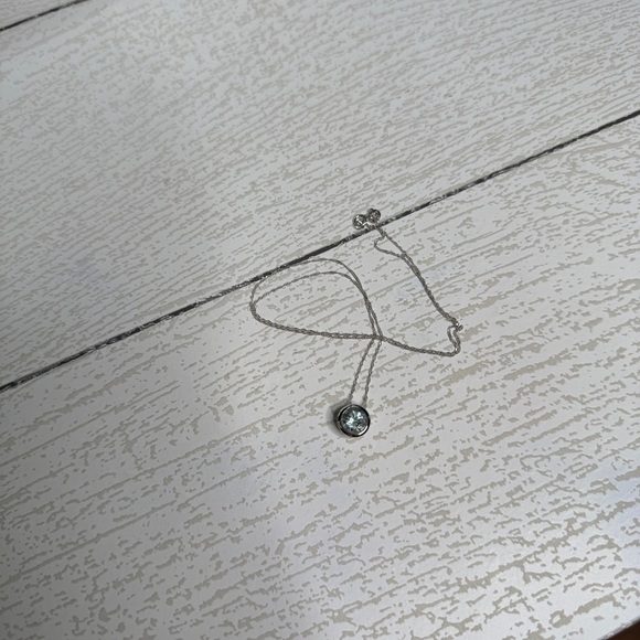 Macy's 14K White Gold Aquamarine Pendant Blue Size OS New with Tags - Picture 2 of 4